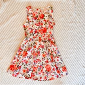 High neck fit and flare floral dress
